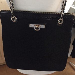 DKNY fabric embossed cross body to shoulder strap handbag good condition